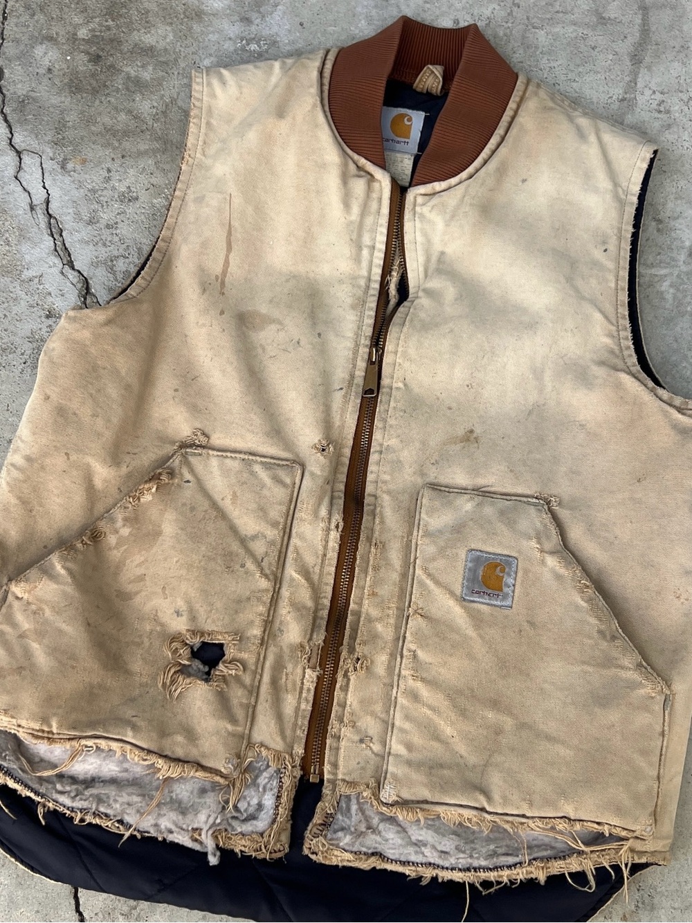 Vintage Early 2000s Carhartt V01 Distressed Duck Canvas Workwear Vest - XL Tall